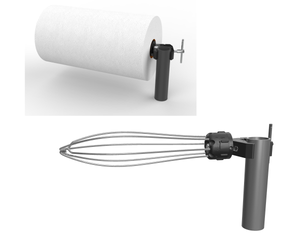 PolarityGear Clamp-On One handed paper towel holder. Heavy duty clamp fastens to just about anything. Have your paper towel holder within reach of your BBQ grill, atop your ladder or just about anywhere.