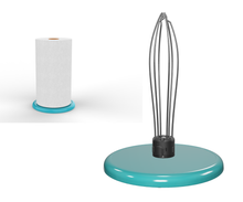 Load image into Gallery viewer, PolarityGear Countertop One-handed paper towel holder. Super heavy and beautiful enameled aqua colored cast iron base stays put while you tear sheets.
