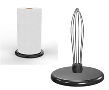 Load image into Gallery viewer, PolarityGear Countertop One-handed paper towel holder. Super heavy and beautiful enameled black cast iron base stays put while you tear sheets.
